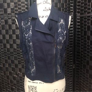 Fifty Street Navy Blue Lace Vest Sz L